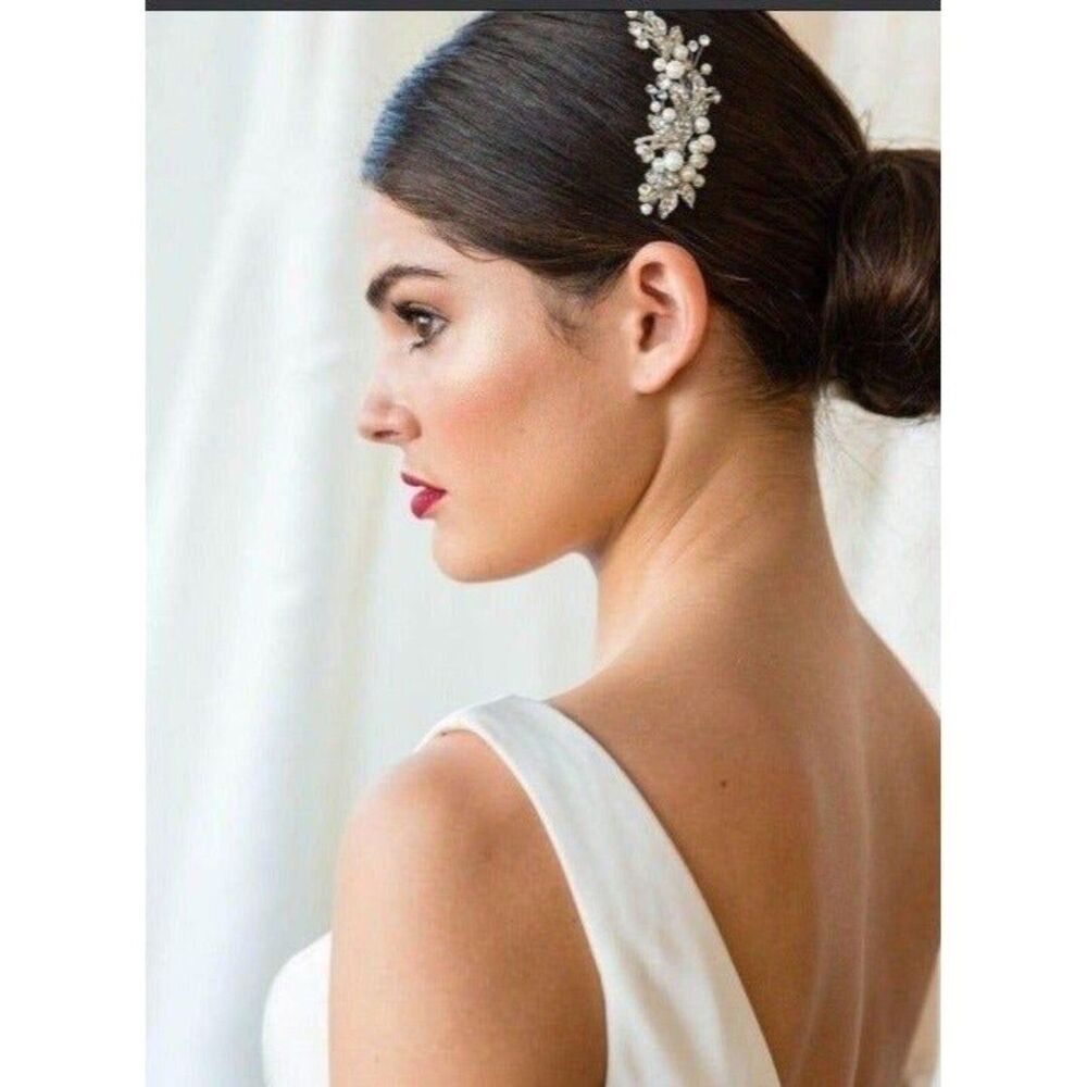 Bridal Hair Comb Catherine Filigree Leaves Swarovski Crystals Brides Hairpin